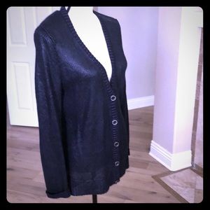 Jones NY coated black cardigan